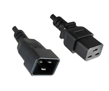 DINIC Kaltgerätekabel C19 auf C20, 1,5mm², 16A Verlängerung, schwarz